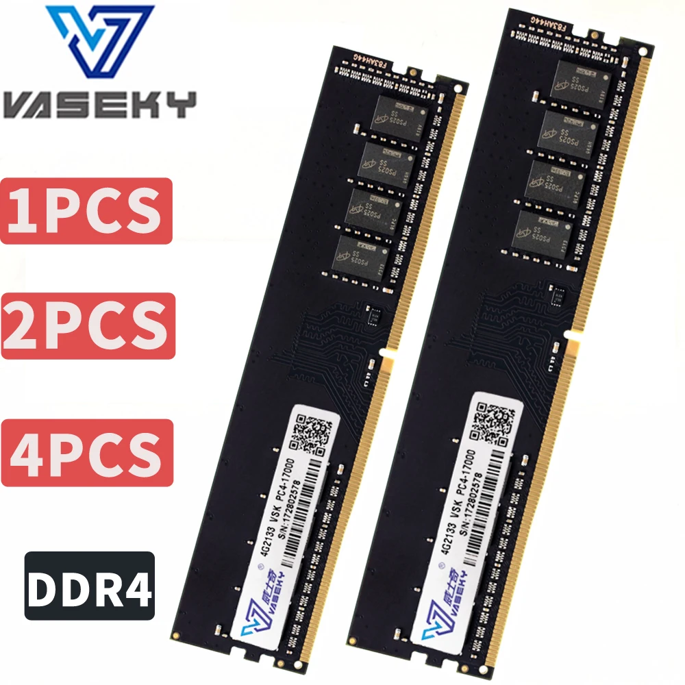 Vaseky 4 GB 8 GB 4G 8G 16 GB PC ذاكرة عشوائية Ram ميموريال وحدة الكمبيوتر سطح المكتب PC4 DDR4 2133 2400 2400 MHZ 2133 MHZ 2666 MHZ 16G RAM
