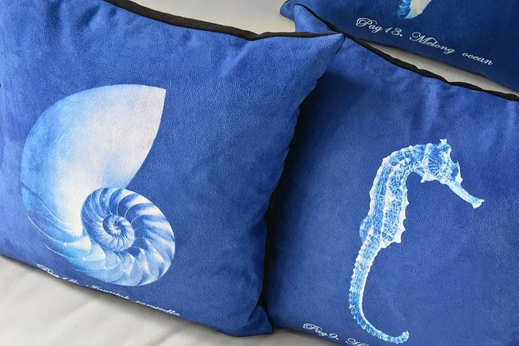 Морской чехол для подушки домашний Декор Морской Декоративные подушки синяя Морская звезда диванные подушки бархатная Наволочка на подушку для дивана размером 45*45 см