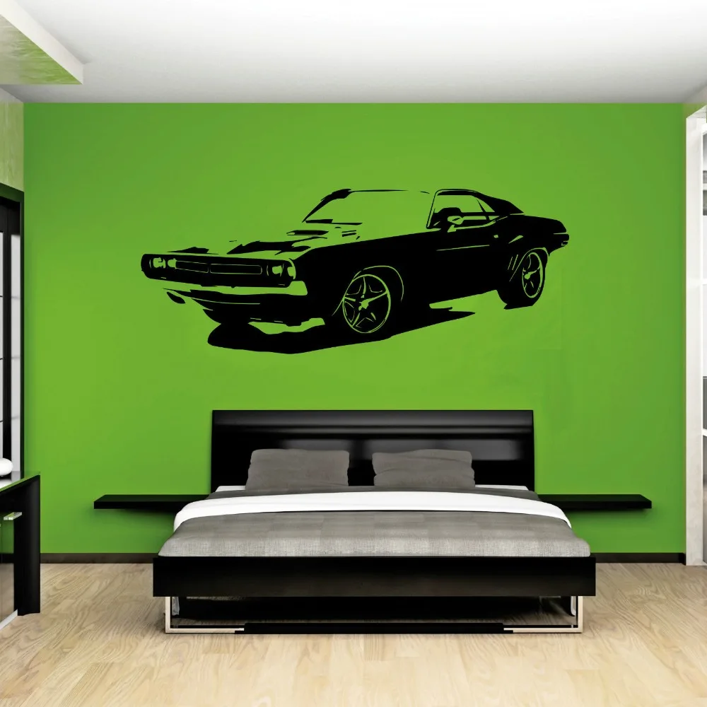 Съемная большая наклейка на стену для спальни Dodge Challenger Виниловая домашнего