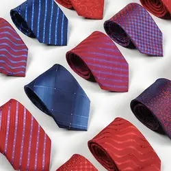 Популярные Для мужчин галстук Бизнес 8 см синий и красный цвета галстук лучшие мужские свадебные Corbatas галстуки шелковый в полоску галстук