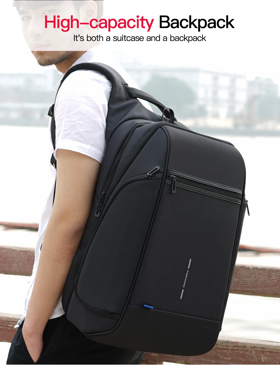 KINGSONS New Men Women 15 17 inch Laptop Fashion Backpack Multi-layer Space Anti-thief Business Leisure Travel Backpack