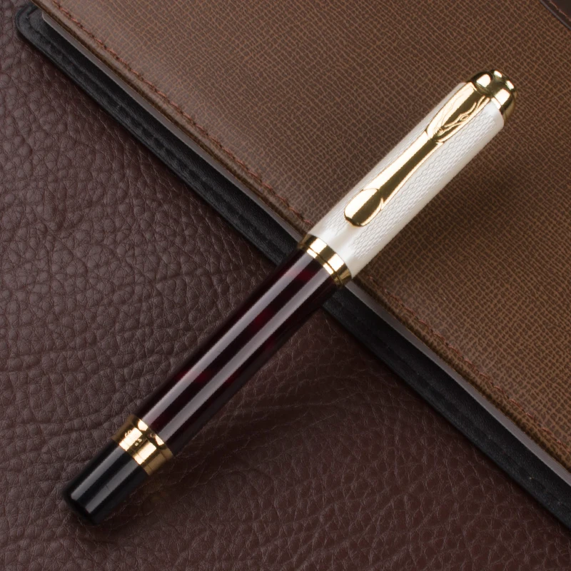 Monte Mount Luxury Agate Red Metal Pen White/Gold Netted Cap Roller Ball Pen with Golden Clip Business and Office Stationery