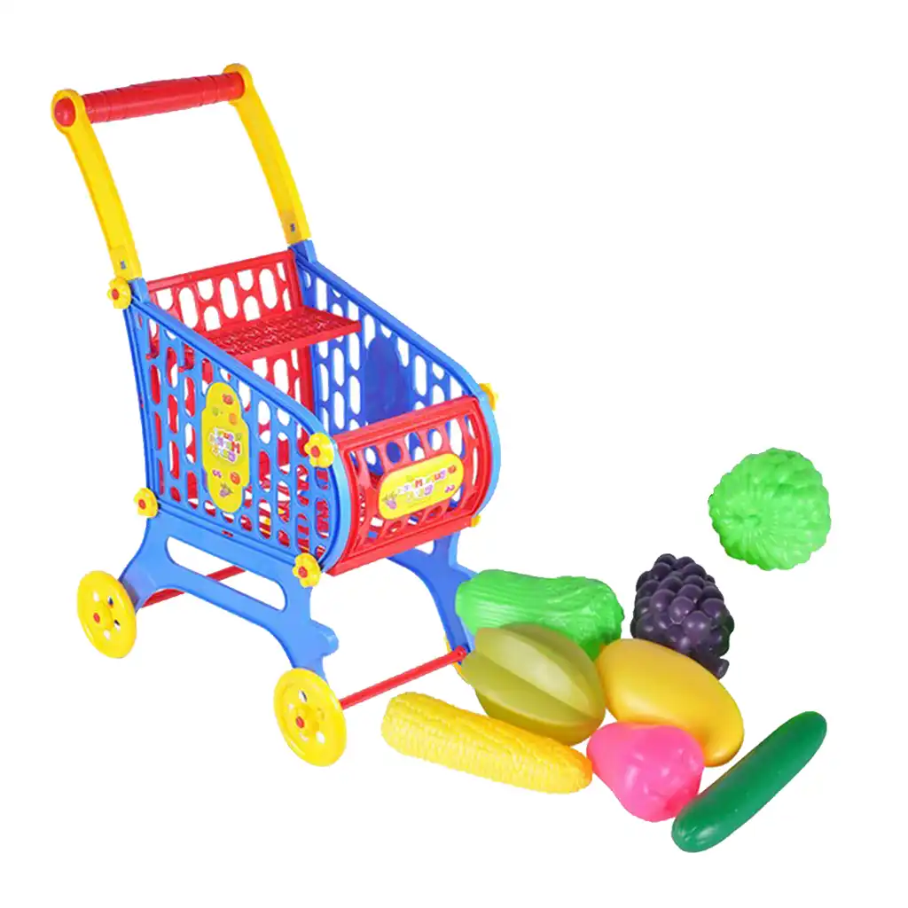 kids shopping cart with food