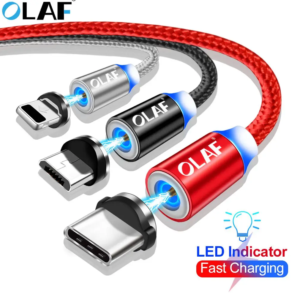 أولاف 1 M 2 M كابل USB مغناطيسي المصغّر usb سريع شحن المغناطيس الحبل ل فون XS ماكس سامسونج S9 Xiaomi نوع C الهاتف المحمول الكابلات