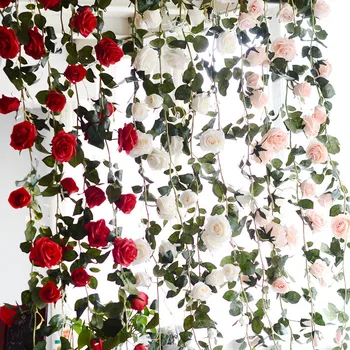 

Big Promot Australia 1.8m silk rose flower vine artificial decorative rose Rattan wedding and Parties background decoration 1pcs