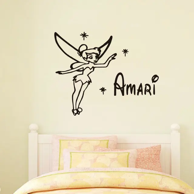 tinkerbell wall stickers custom name available baby nursery wall