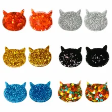 

Chic Jewelry Accessories Trendy Bling Glitter Cat Head Ear Stud Earrings Pendientes Mujer Moda Femme Bijoux Earring