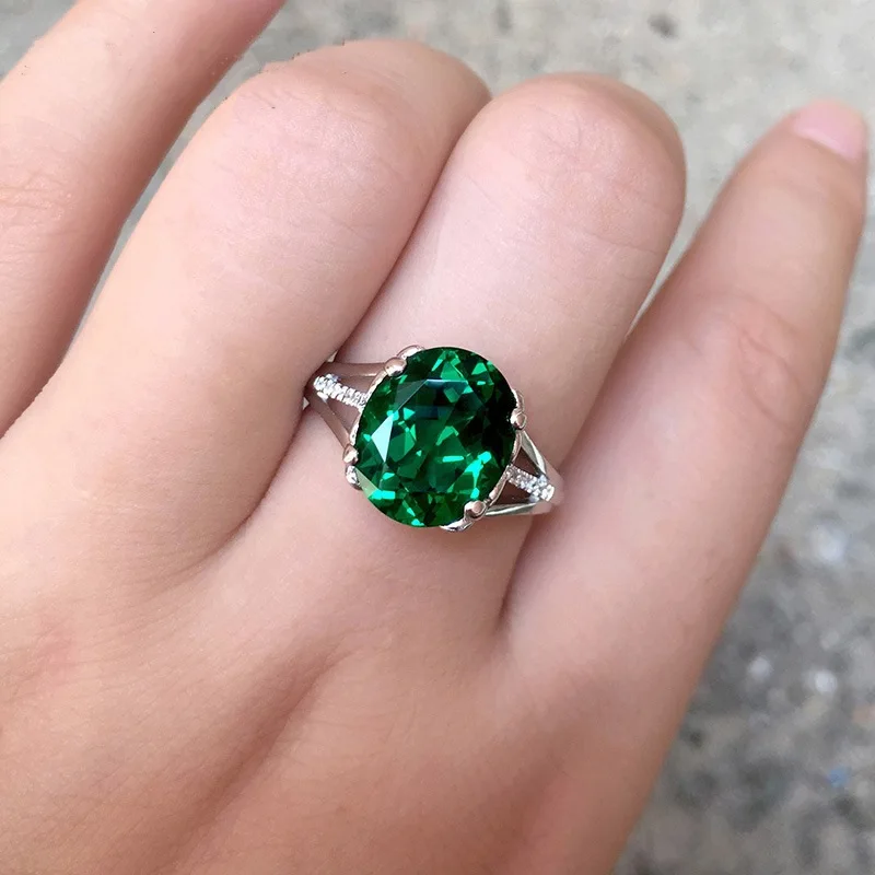 1 green stone women rings