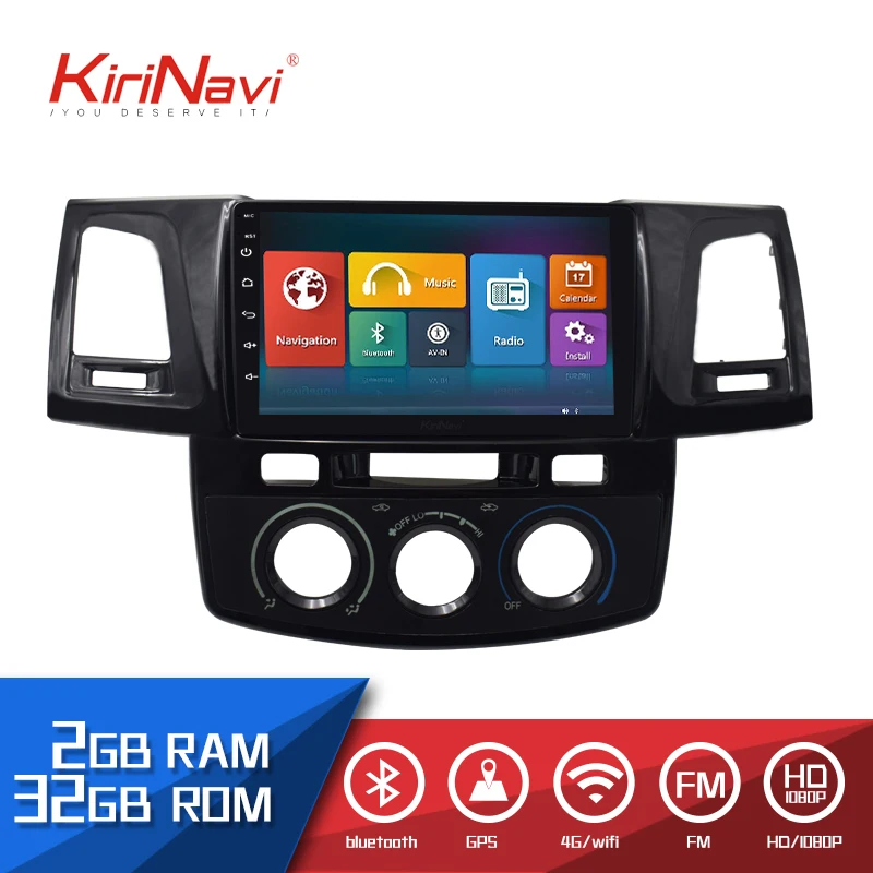 

Kirinavi Car Radio 9.0" Touch screen 2 Din auto android for Toyota Hilux dvd audio multimedia Navigation player radio MP3