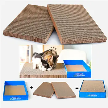 

2X Corrugated Paper Cat Scratch Board Mats Pot Grinding Claw Play Mat Scratching