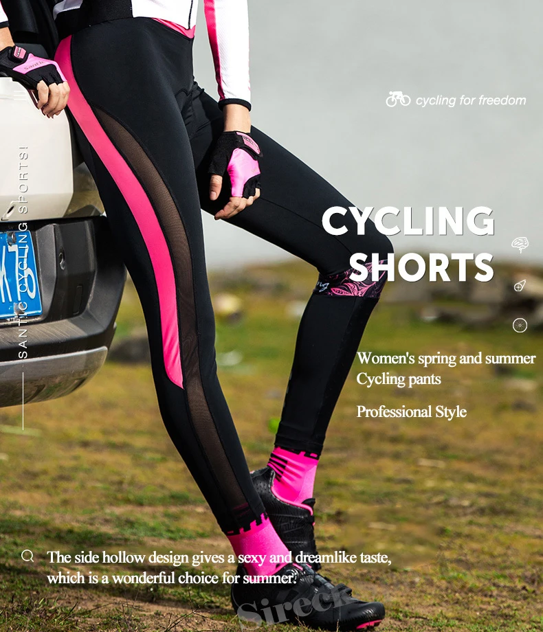 Santic Padded Quick Dry Sweatpants Cycling Pants Women Spring Summer Cycling Underwear Long Trousers Downhill Bicycle Pants