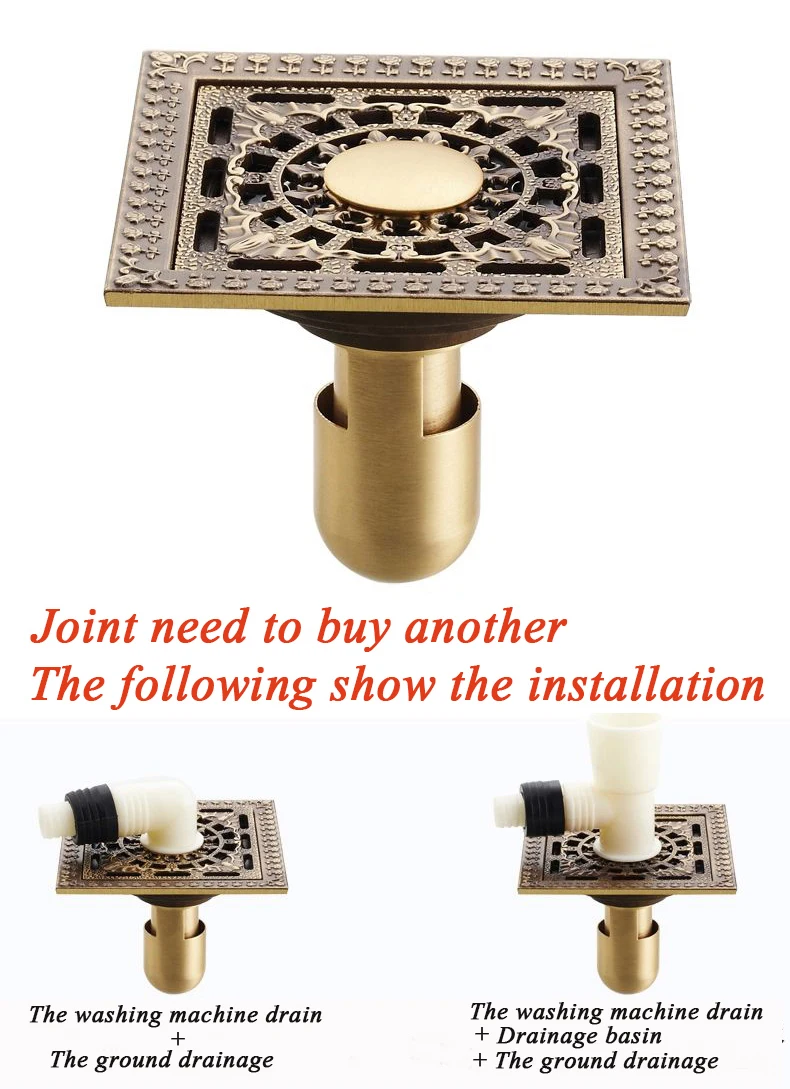 Drains 12*12cm Antique Bronze Finish Fashion Design Euro Square Floor Drain Shower Drain Brass Bathroom Furniture HJ-8702S