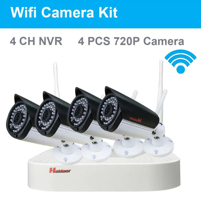

CCTV 4CH wireless NVR Kit Waterproof IP66  night vision video surveillance wifi ip camera system 4ch 720p IR NVR recorder kit