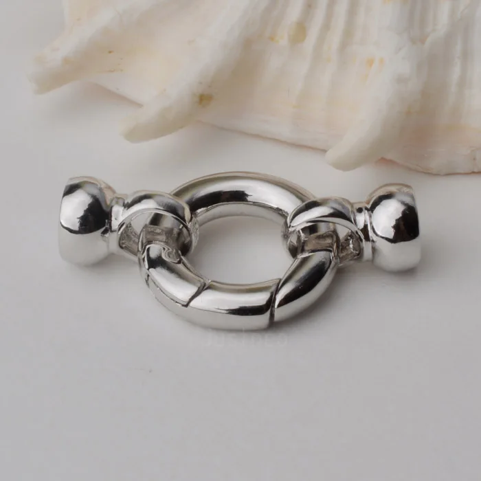 

clasp, 1-strand solid 925 sterling silver necklace clasps, springring clasp with End Cap for necklace/bracelet