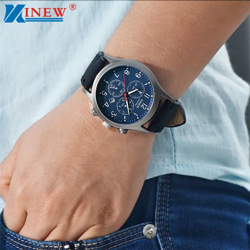

Mens Watches Top Brand Luxury Sport Quartz Watch Chronograph Leather Quartz Watch Relogio Masculino High Quality Desktop Clock4-