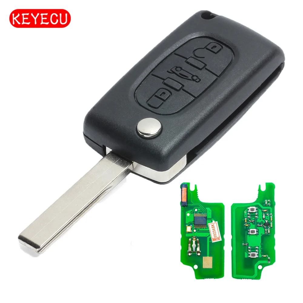 

Keyecu New Folding 3 Button 433MHZ ID46 Chip Remote Key for Citroen C2 C3 0523 Models HU83