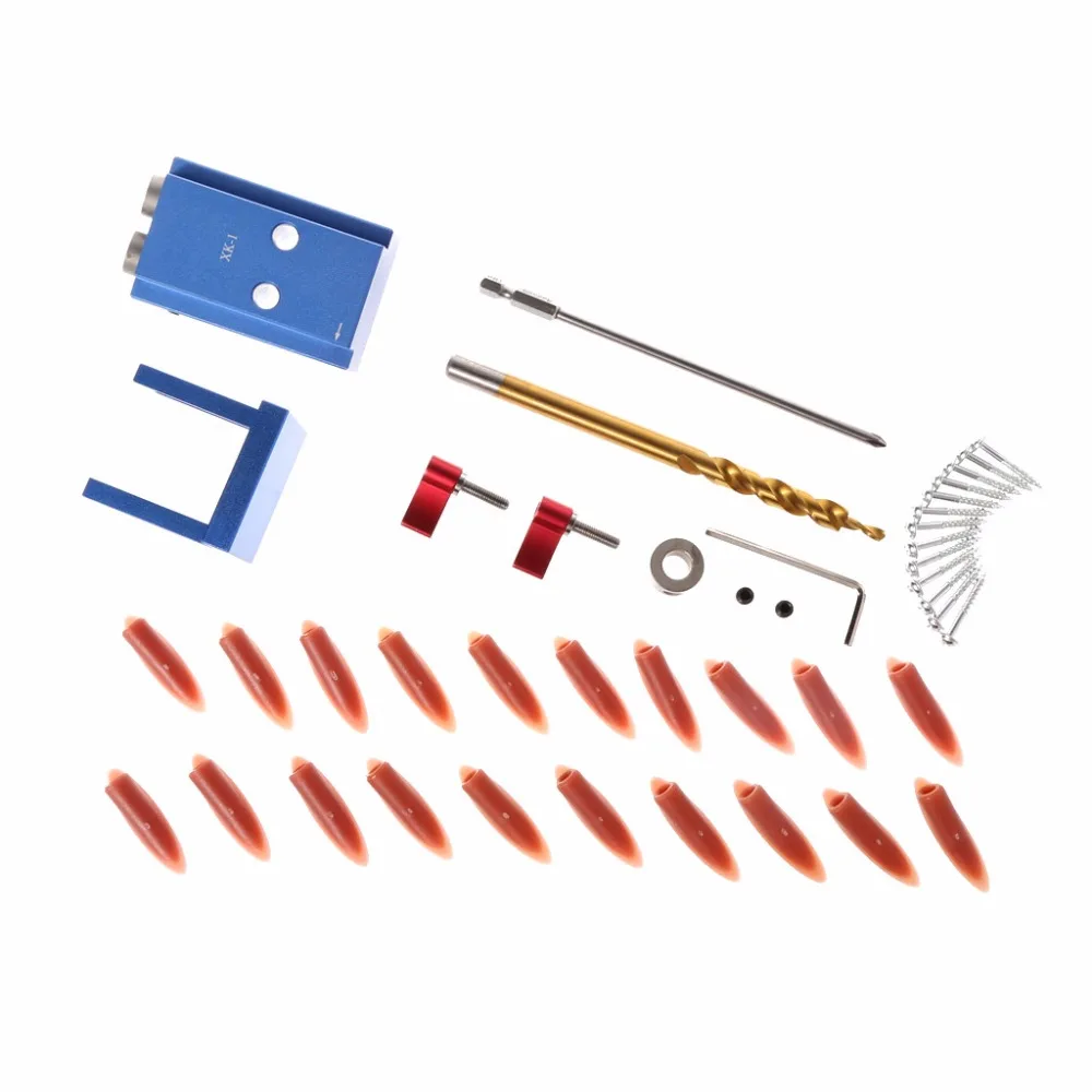 

OOTDTY Mini Kreg Style Pocket Slant Hole Jig System Kit with Step Drilling Bit Wood Work Tool Set