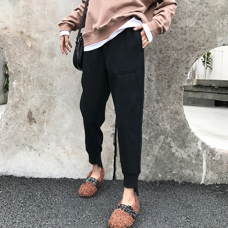 

2018new autumn winter pregnant women pants loose fashion plus velvet harem pants women's pants pregnant women stomach lift pants
