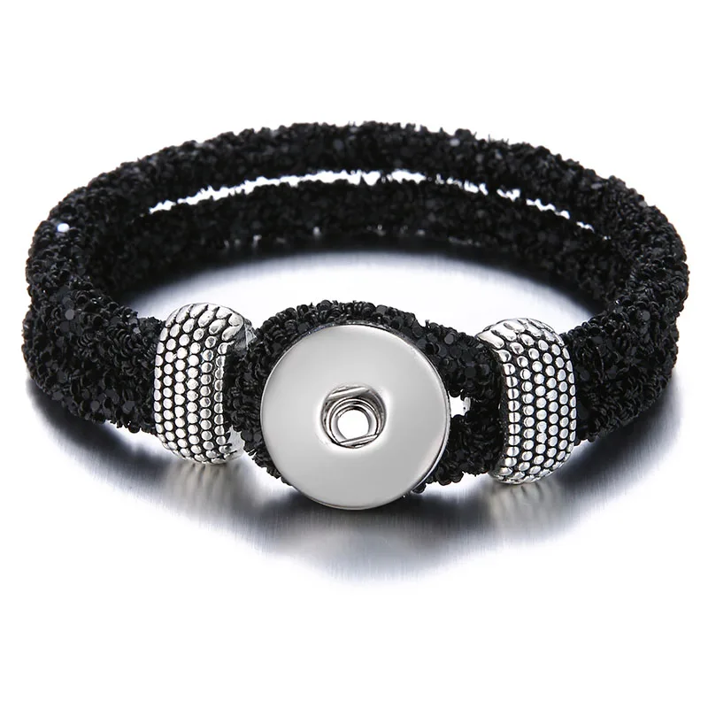 New Fashion Trendy Fluorescent color Sequin Shinning Snap bracelets fit 18MM snap buttons fashion bracelet