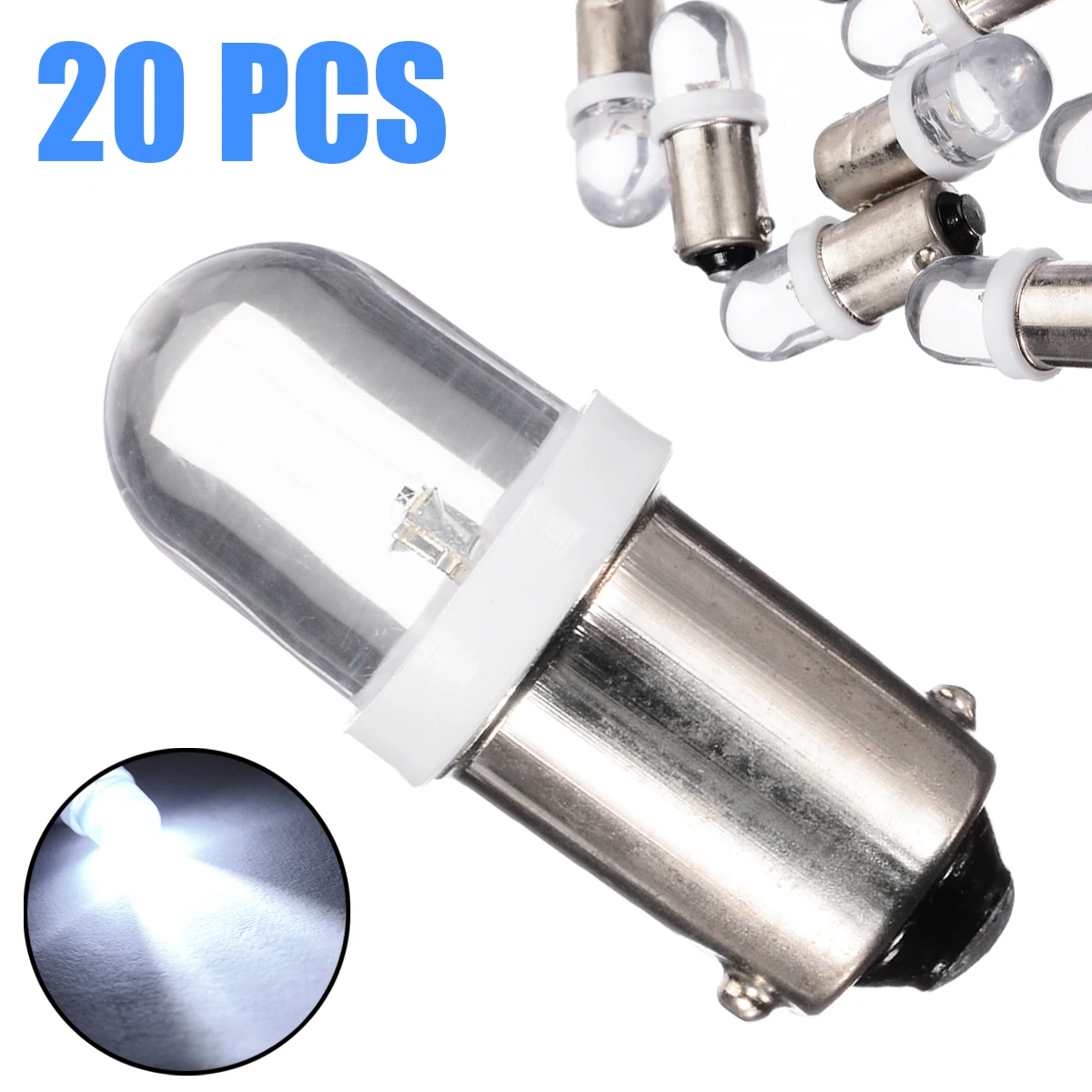 20pcs T11 Door Light T4W BA9S H6W 1895 1SMD LED 12V Turn Signal Dashboard Light Bulb White