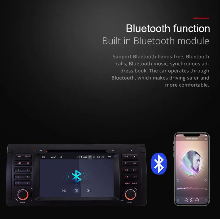 Excellent TOPBSNA Android 9.0 Car DVD Multimedia Player System For BMW/E39/X5/E53 WIFI 1 Din Car automotivo Stereo GPS Navigation RDS TMPS 6