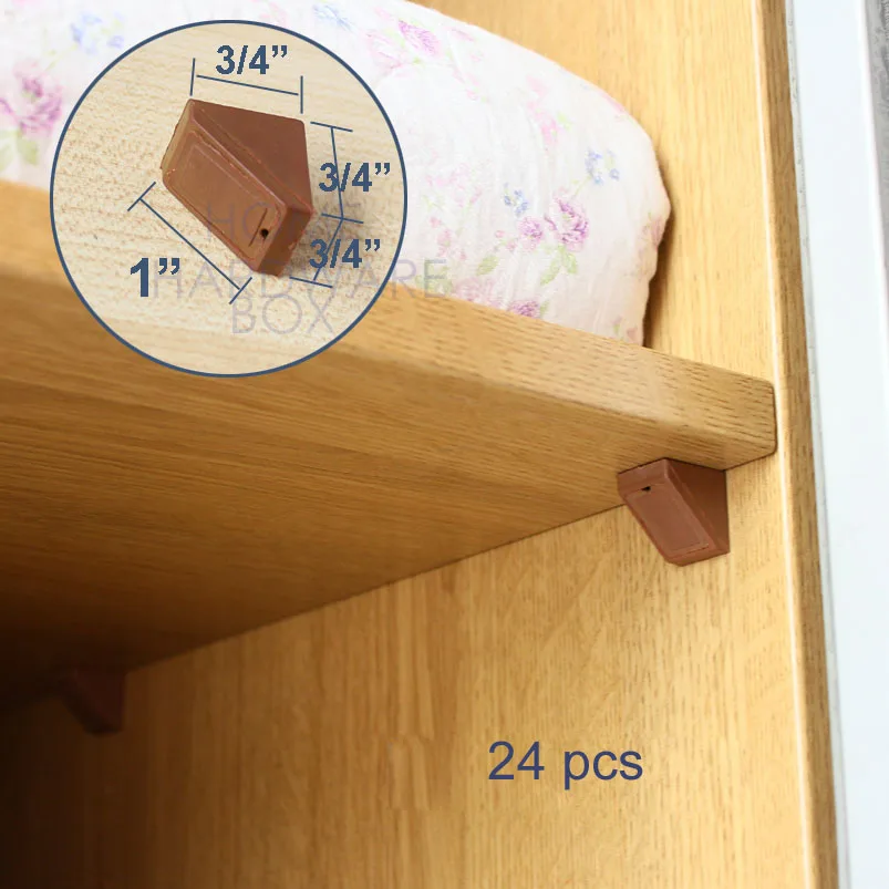 24 pc corner brace brown plastic cupboard shelf supportin