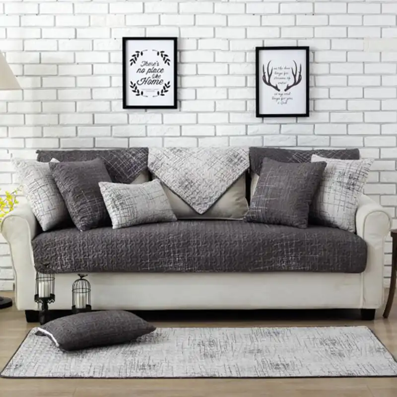Europe Gray Cotton Sofa Cover Twill Slip Resistant Covers For Cotton Sofa Cover Twill Slip Resistant