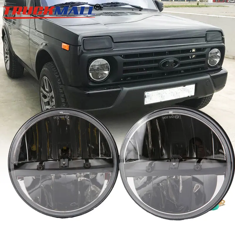 

For Lada 4x4 urban Niva 7Inch LED H4 Headlights 7" LED 12V 24V Projector Headlamps Replacement for Jeep Wrangler