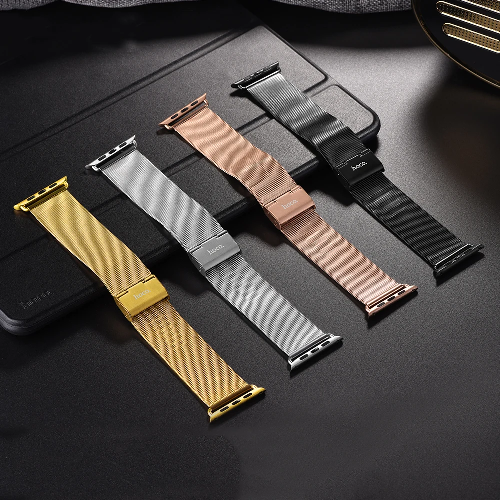 HOCO Нержавеющая Сталь Band для Apple Watch Series 5 4 3 2 1 iWatch 38 мм 44 40 Милан Луп Двойная пряжка