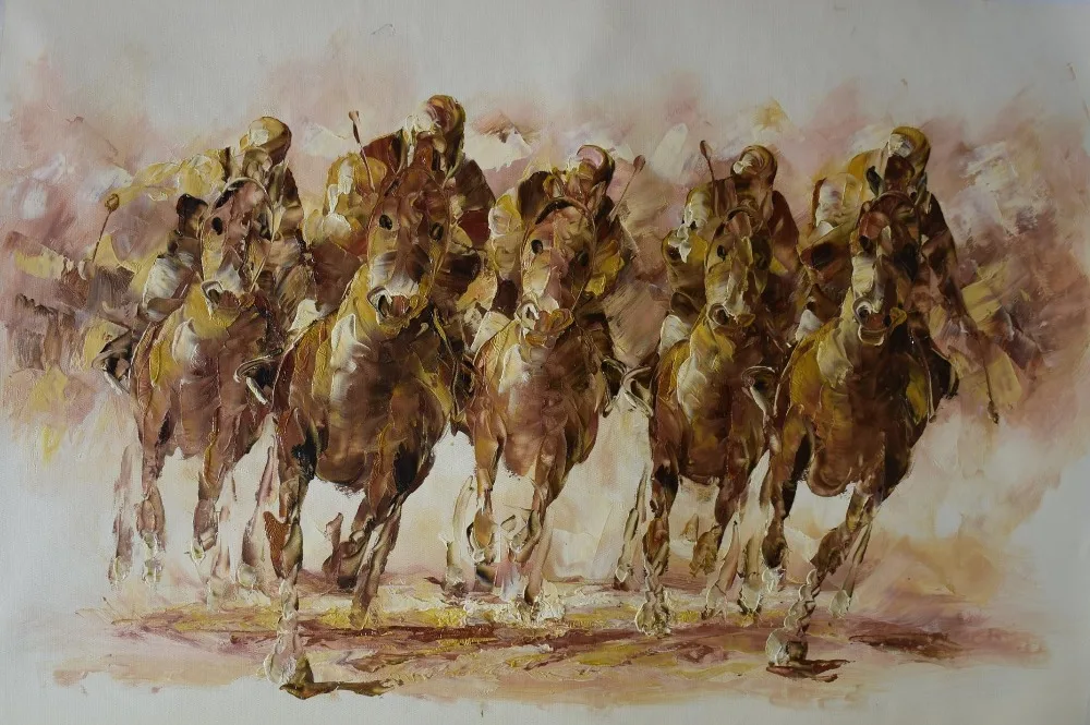 

Современная палитра с ножом, ручная роспись, животное, картина маслом на холсте, гонки с лошадьми, мужской Райдер, картина на стену для гостиной