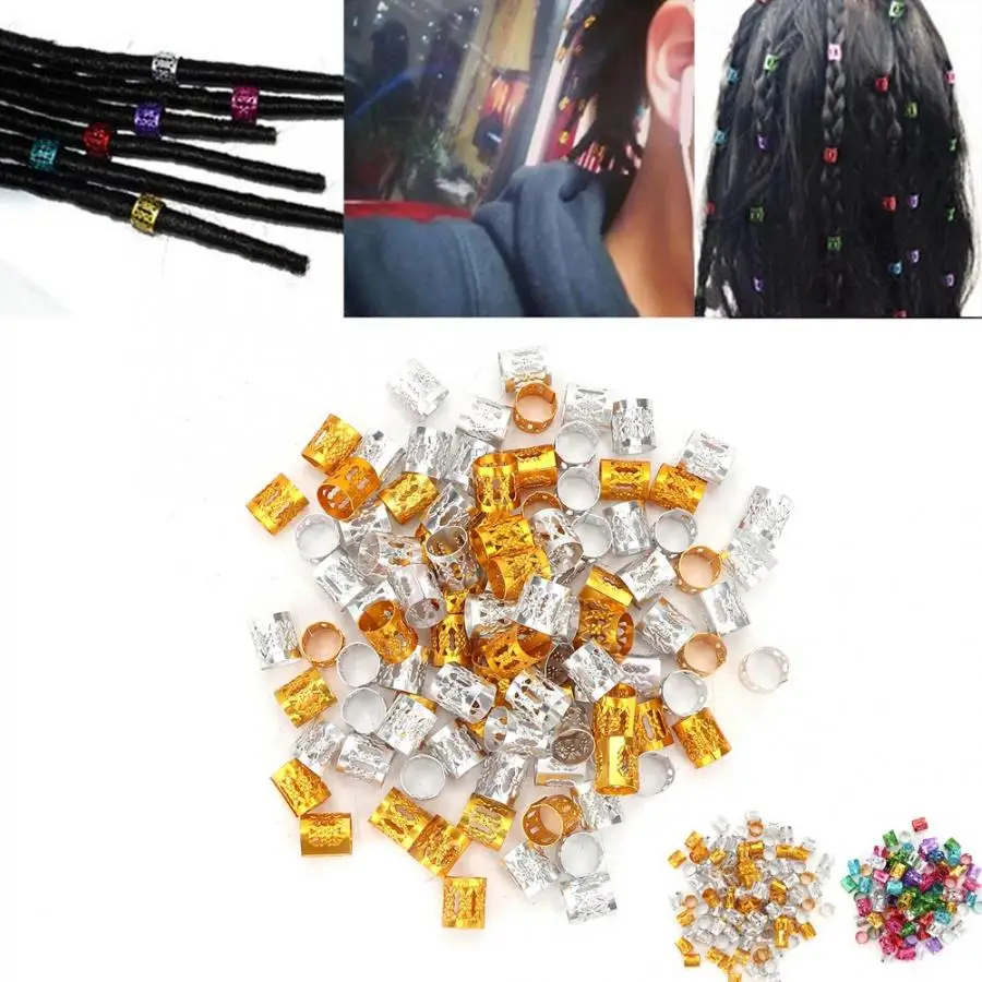 

100Pcs Adjustable Dreadlocks Hair Braid Beads Rings Cuffs Hair Decoration Wig Accessories Hair Beads For Braids