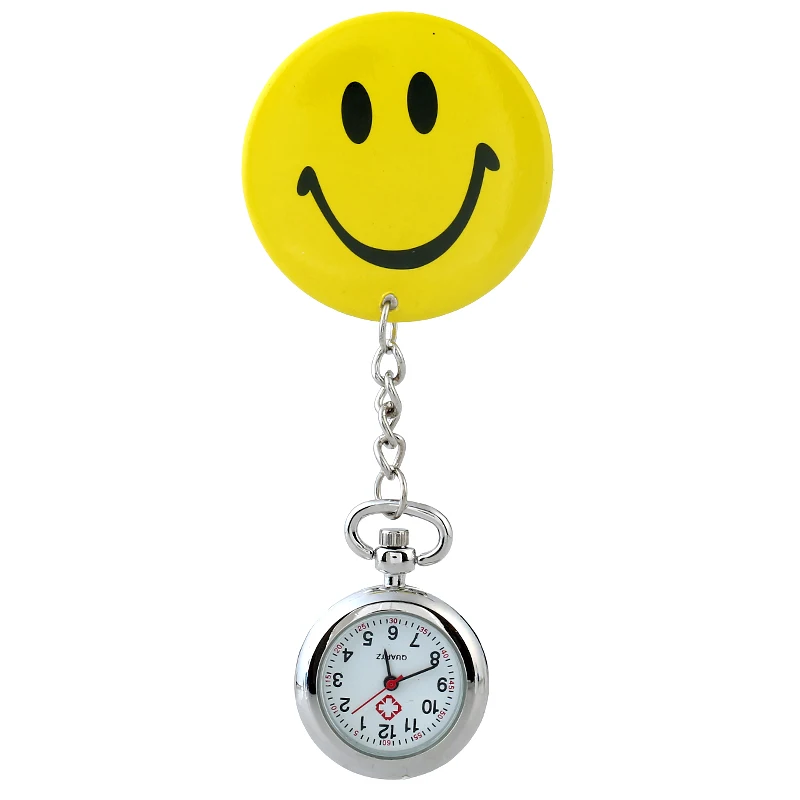 

Gnova Platinum Metal Nurse Watch Emoji Smiling Face Women Day Care Kids Medical Brooch Watch Red Cross Analog Quartz Clock A860