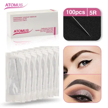 

Permanent Makeup Eyebrow Tattoo Blades Eyeborw Make-Up 100PCS 5R Round Needle G528