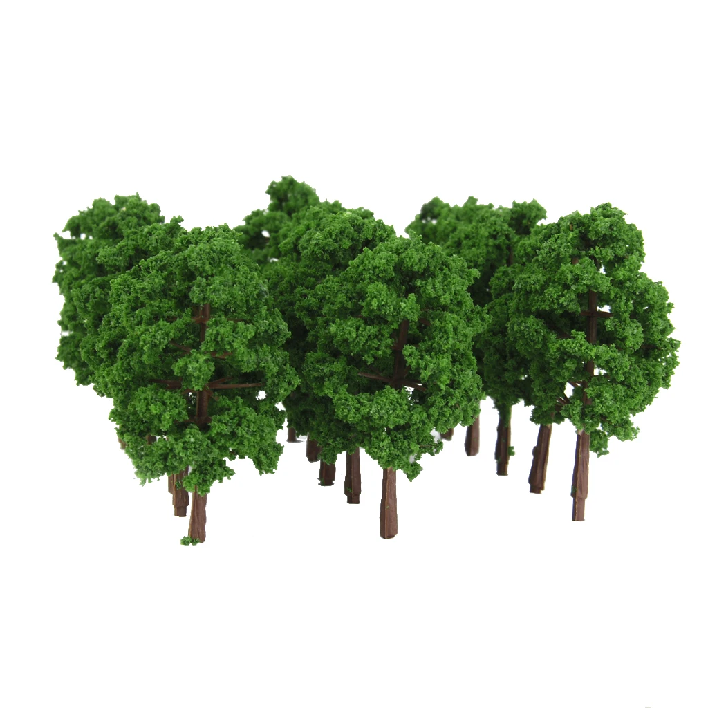 20PCS 1:150 Scale Plastic Model Trees Toys Train Railroad Scenery Play Decor Dark Green