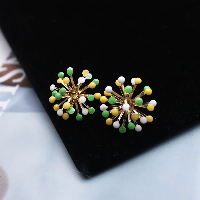 

Shiny Side New Fashion Brand Jewelry colourful Drip flower Stud Earrings for Women Geometric fresh Style Earrings Accessories