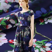 На заказ Весна и лето передовая Цифровая печать шелковое крепдешин платье Чонсам Платье рубашка ткань