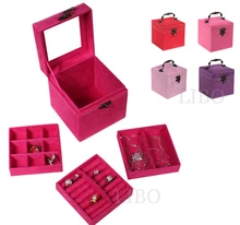 2016 Cosmetic Bags organizor Maleta De Maquiagem Necessaries Make Up Cosmetic Jewelry Box Case & Red,pink,purple,rose