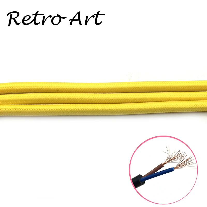 

Fabric Lighting Textile Cable Edison Vintage Textile Power Cord Electric Wire Yellow