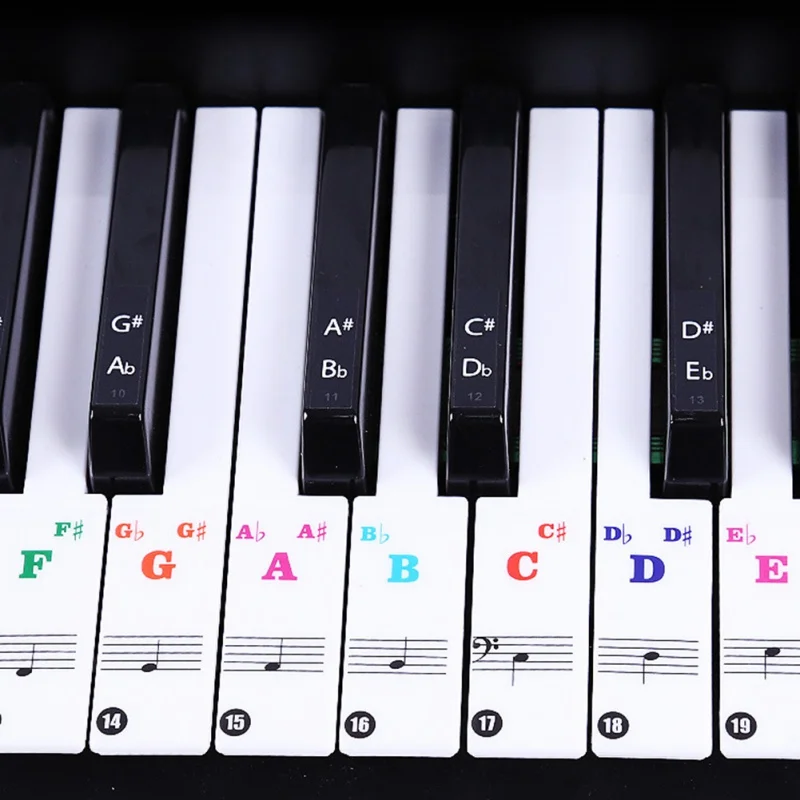 88/61 цветные наклейки для фортепиано, букв, заметок, клавиатура, рулон, пианино, клавиатура, прозрачные наклейки