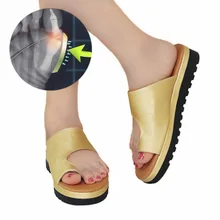 N/Женская обувь из искусственной кожи; удобная обувь на плоской платформе; женские повседневные мягкие босоножки с коррекцией стопы и большим носком; ортопедический корректор