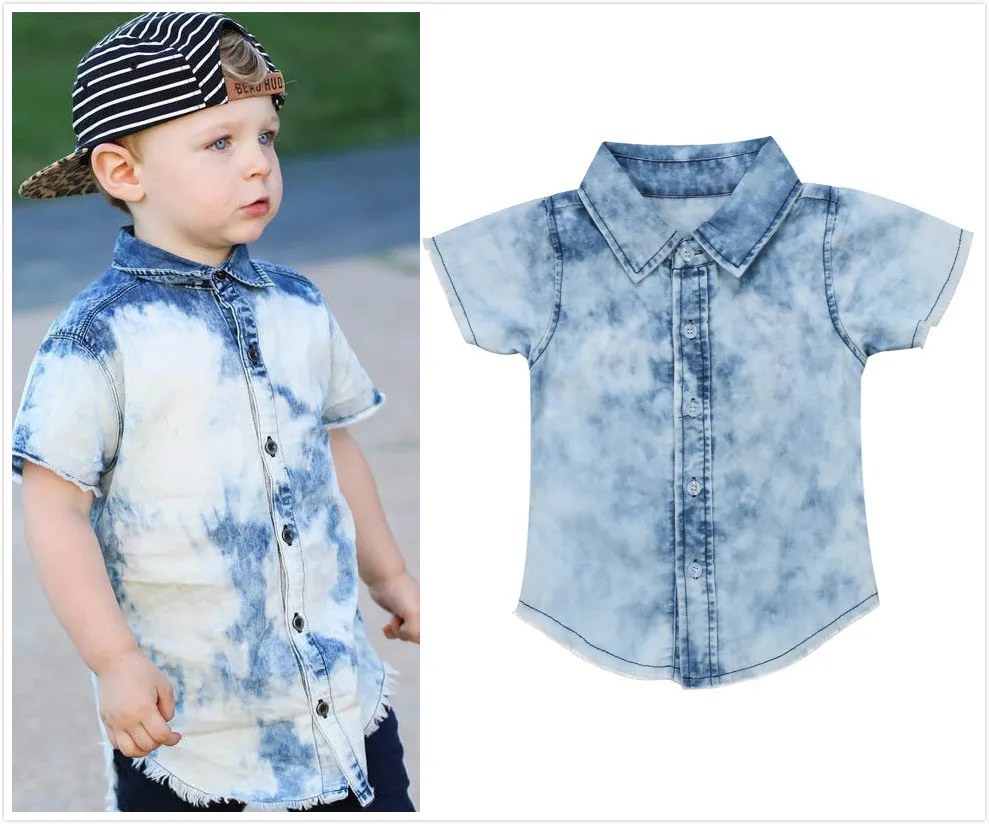 Baby Boy Denim Shirts Children Clothes Toddler Boys Button Front Jeans