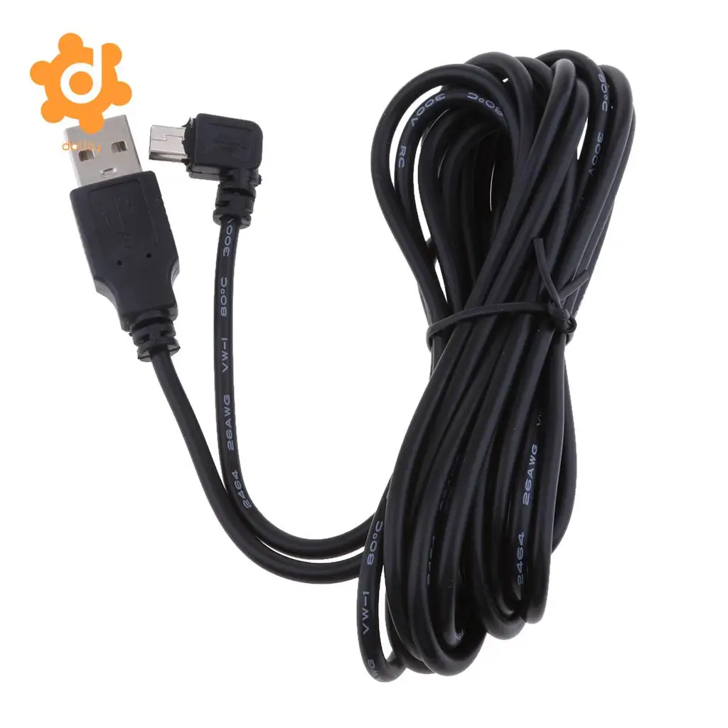 5V 2A мини USB Кабель зарядного устройства 90 градусов правый изгиб DVR GPS Chargring кабель |