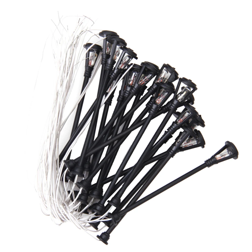 20 Pieces Garden Park Street Lamp Model Single Head Lamppost Lights Models for 1:100 HO Scales Layout Accessories