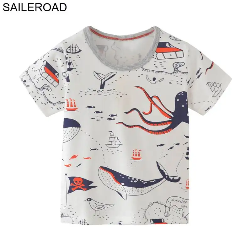 SAILEROAD 2-7 Т мультфильм животных Акула Baby Boy Футболка для детских рубашек для детей Топы мальчика Тис Одежда Детские футболки - Цвет: 2652 same picture