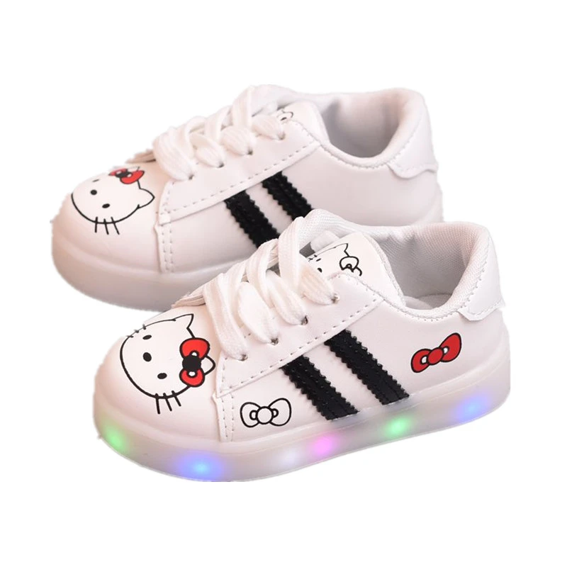 Zapatos niños Hello lámpara de gato Up zapatos 2018 primavera moda niños niño Zapatos casuales niños LED luminosas chicas|sneakers girls|led shoes kidsshoes boy led AliExpress