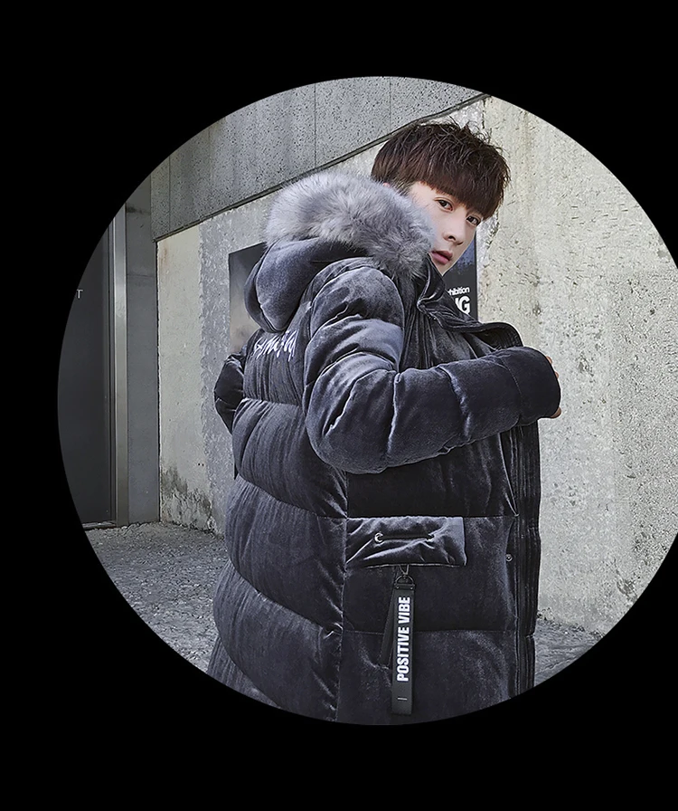 Хлопок мужской Корейский тренд зимы 2018 длинная даже шляпа одежда на Хлопчатобумажной Подкладке человек утолщение Чистый цвет Хлеб служил