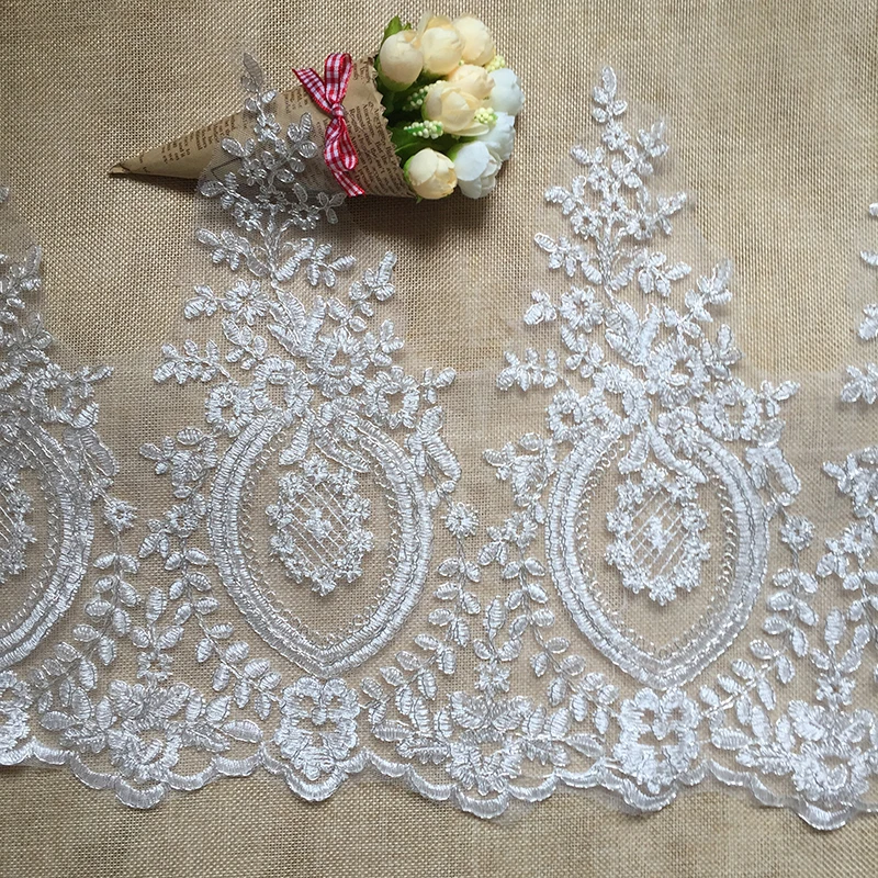 

6Yards Vintage Embroidered Lace Edge Trim Ribbon Wedding Applique Silver Car Bone DIY Craft For Arts Crafts Sewing Wedding Decor