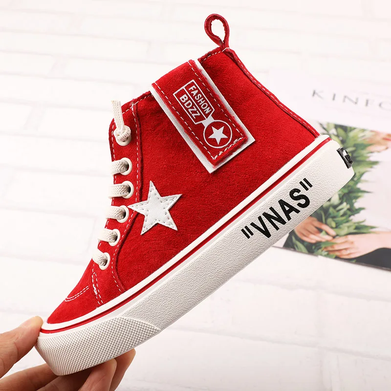 

Kids Boys Girls Boots 2018 Spring Autumn High-top Children's Trainers Students Letters Boots Genuine Leather Kids Shoes