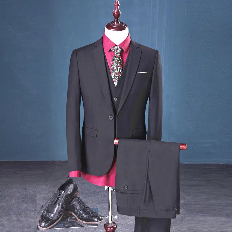 men Suit 2018 Famous Brand Mens Suits Wedding Groom Plus Size S- 5XL 3 Pieces(Jacket+Vest+Pant) Slim Fit Casual Tuxedo Suit Male