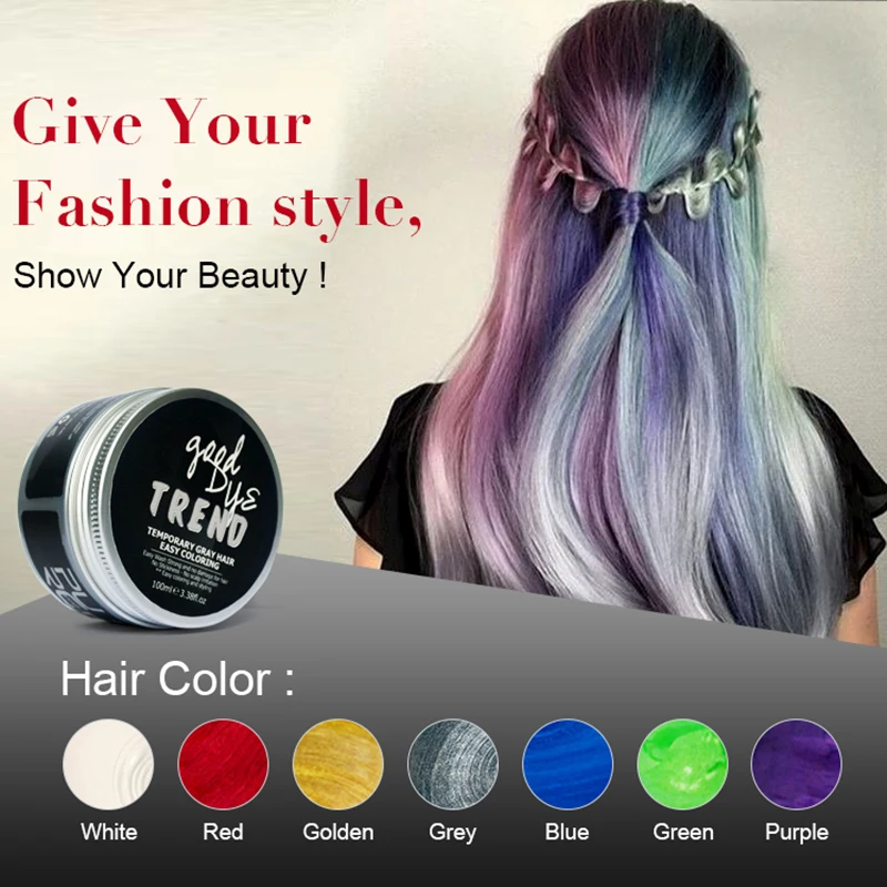 Purc Grandma Gray Hair Color Styling Promades Wax Silver Ash Grey